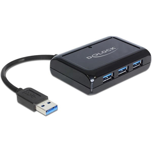 DeLOCK USB 3.0 Hub + Gigabit LAN, 3-port USB 3.0 hub med Ethernet, sv i gruppen Datautstyr / Datamaskin Tilbehør / USB-Hubs hos TP E-commerce Nordic AB (38-16598)