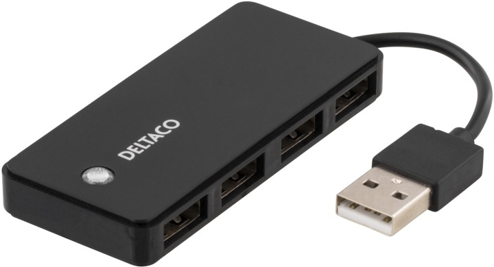 DELTACO USB 2.0-hub, 4xType A hunn, svart (UH-480) i gruppen Datautstyr / Datamaskin Tilbehør / USB-Hubs hos TP E-commerce Nordic AB (38-16613)