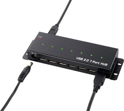 USB 2.0 hub, 7 portar, nätadapter medföljer, metallhölje, svart i gruppen Datautstyr / Datamaskin Tilbehør / USB-Hubs hos TP E-commerce Nordic AB (38-16638)