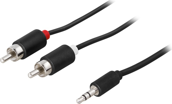 DELTACO lydkabel, 3,5mm output-2xRCA output 2m,svart i gruppen Elektronikk / Kabler og adaptere / RCA / Kabler hos TP E-commerce Nordic AB (38-16694)