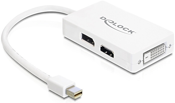 DeLOCK Mini DisplayPort till DVI/HDMI/DisplayPort, 0,1, vit i gruppen Elektronikk / Kabler og adaptere / HDMI / Adaptere hos TP E-commerce Nordic AB (38-16717)