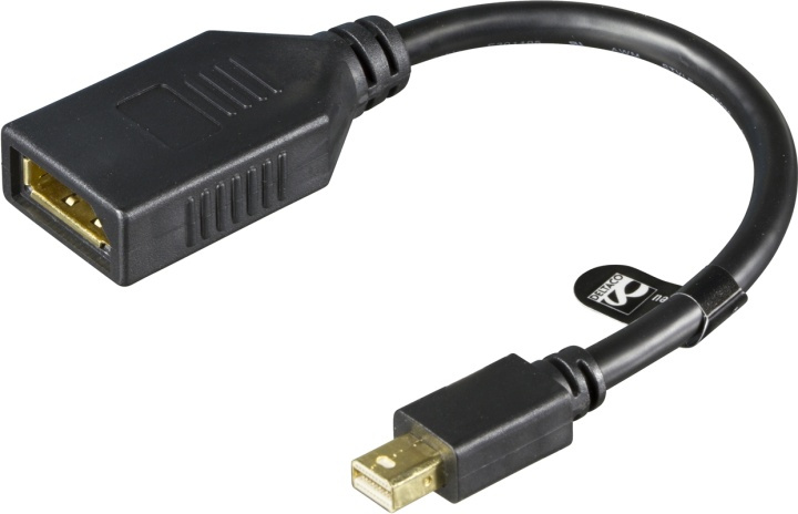 DELTACO Mini DisplayPort ha til DisplayPort, Ultra HD i 60Hz, 0,2m i gruppen Datautstyr / Kabler og adaptere / DisplayPort / Adaptere hos TP E-commerce Nordic AB (38-16797)