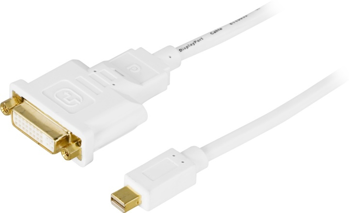 DELTACO mini DisplayPort til DVI-I-kabel, ha-ho, 1 m, hvit (DP-DVI100) i gruppen Datautstyr / Kabler og adaptere / DisplayPort / Kabler hos TP E-commerce Nordic AB (38-16816)