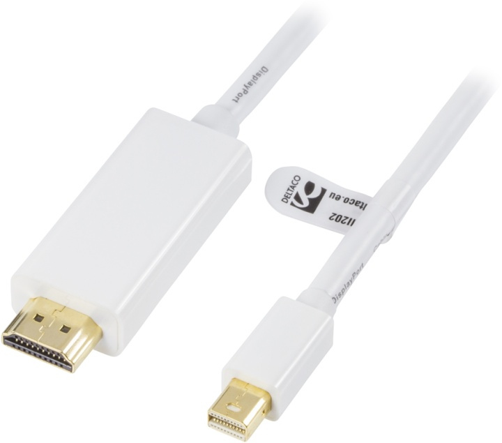 DELTACO mini DisplayPort til HDMI-kabel med lyd,Full HD i 60Hz, 2m i gruppen Datautstyr / Kabler og adaptere / DisplayPort / Kabler hos TP E-commerce Nordic AB (38-16834)