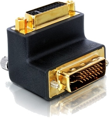 DeLOCK DVI-adapter, Dual Link DVI-I ha-ho, vinklad, guldpl, svart i gruppen Datautstyr / Kabler og adaptere / DVI / Adaptere hos TP E-commerce Nordic AB (38-16864)