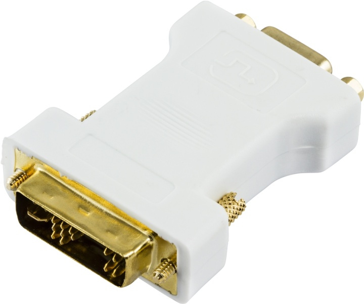 DELTACO DVI adapter analog DVI - analog VGA, ha - ho, vit i gruppen Datautstyr / Kabler og adaptere / DVI / Adaptere hos TP E-commerce Nordic AB (38-16866)