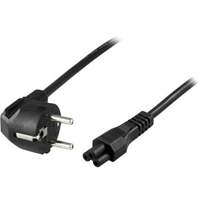 DELTACO apparatkabel, 3-pin notebook, vinklad CEE 7/7 - rak IEC C5, 2m i gruppen Datautstyr / Kabler og adaptere / elektriske kabler hos TP E-commerce Nordic AB (38-16946)