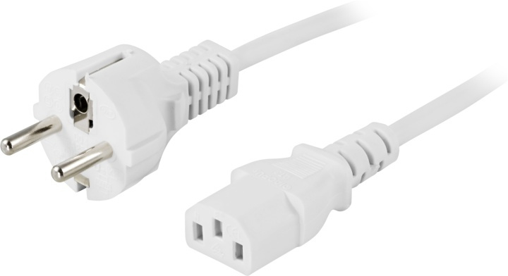 DELTACO apparatkabel, PC & vägg, rak CEE 7/7 - rak IEC C13, 1m, vit i gruppen Datautstyr / Kabler og adaptere / elektriske kabler hos TP E-commerce Nordic AB (38-16957)