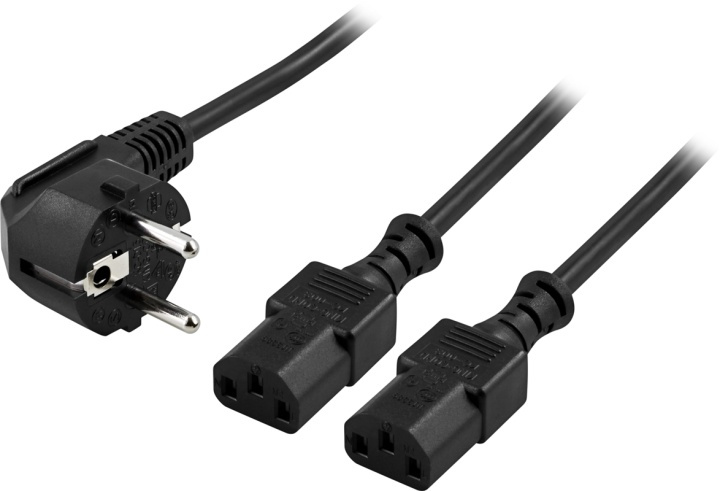 DELTACO apparat-Y-kabel för vägg, skärm PC, CEE 7/7 - 2xIEC C13, i gruppen Datautstyr / Kabler og adaptere / elektriske kabler hos TP E-commerce Nordic AB (38-16994)