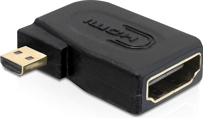 DeLOCK HDMI adapter, Micro HDMI ha - HDMI ho, vinklad, svart i gruppen Elektronikk / Kabler og adaptere / HDMI / Adaptere hos TP E-commerce Nordic AB (38-17347)