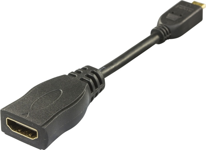 DELTACO HDMI High Speed adapter, Micro HDMI ha - HDMI hu, 0,1m, svart i gruppen Elektronikk / Kabler og adaptere / HDMI / Adaptere hos TP E-commerce Nordic AB (38-17369)