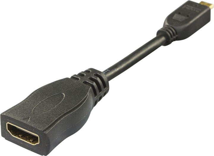 DELTACO HDMI høyhastighetsadapter, Micro HDMI ha - HDMI ho, 0,1m, svart (HDMI-24B) i gruppen Elektronikk / Kabler og adaptere / HDMI / Adaptere hos TP E-commerce Nordic AB (38-17369)