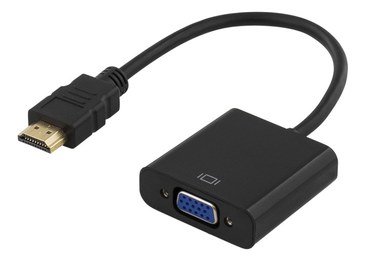 DELTACO HDMI til VGA-adapter, 19-pin ha - 15-pin+3,5mm, 0,2m, svart i gruppen Elektronikk / Kabler og adaptere / HDMI / Adaptere hos TP E-commerce Nordic AB (38-17382)