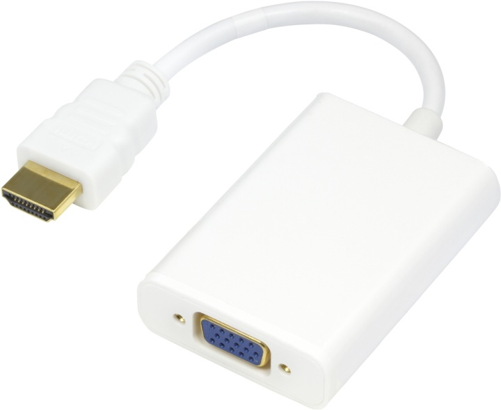 DELTACO HDMI til VGA-adapter, 19-pin ha - 15-pin+3,5mm, 0,2m, hvit i gruppen Elektronikk / Kabler og adaptere / HDMI / Adaptere hos TP E-commerce Nordic AB (38-17384)