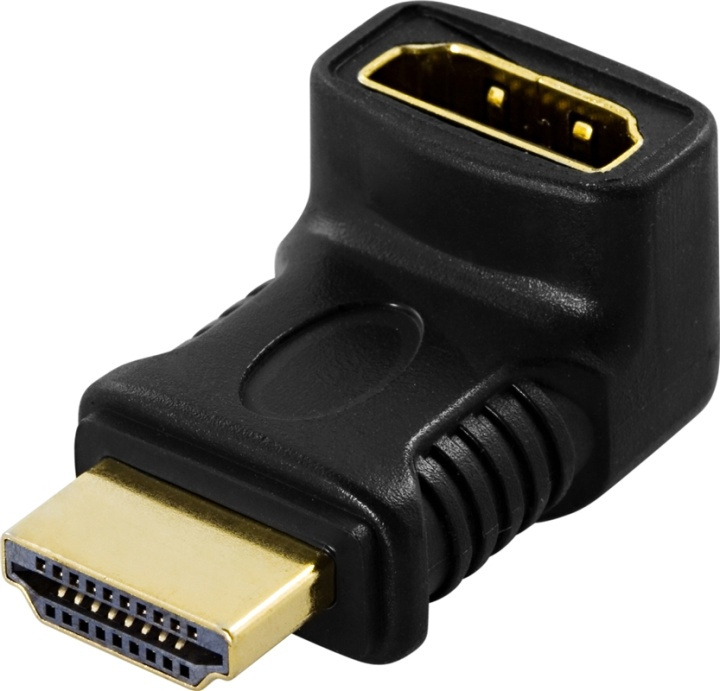 DELTACO HDMI-adapter, 19-pin hane till hona, vinklad i gruppen Elektronikk / Kabler og adaptere / HDMI / Adaptere hos TP E-commerce Nordic AB (38-17386)