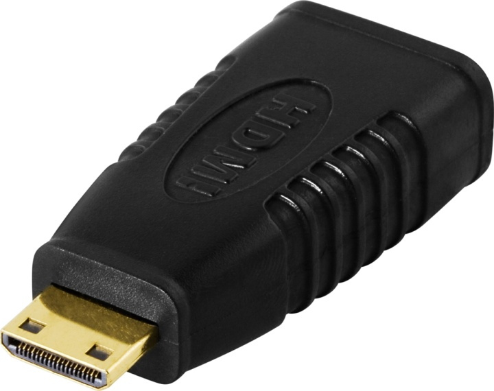 DELTACO HDMI-adapter, mini HDMI output t HDMI input,19-pin,gullbelagt i gruppen Elektronikk / Kabler og adaptere / HDMI / Adaptere hos TP E-commerce Nordic AB (38-17395)