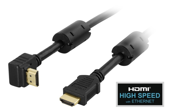 DELTACO HDMI-kabel, v1.4+Eth., 19-pin ha-vink. ha, 1080p, 0,5m, svart i gruppen Elektronikk / Kabler og adaptere / HDMI / Kabler hos TP E-commerce Nordic AB (38-17425)