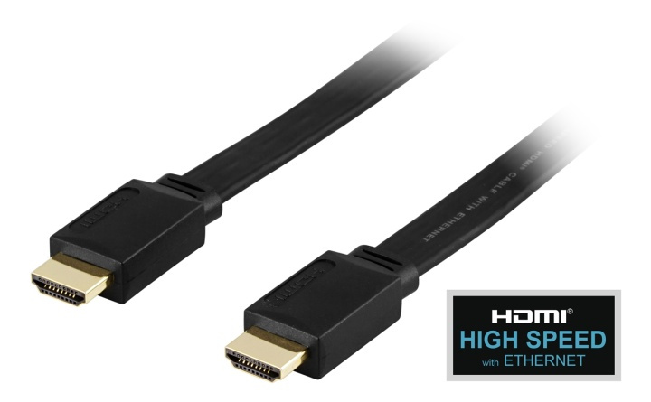 DELTACO HDMI-kabel, v1.4+Ethernet, 19-pin ha-ha, 1080p, flat,sv,1,5m i gruppen Elektronikk / Kabler og adaptere / HDMI / Kabler hos TP E-commerce Nordic AB (38-17441)