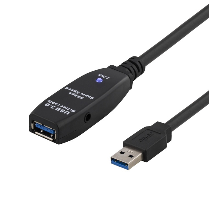 DELTACO aktiv USB 3.0-forlengelseskabel, Typ A ha - hu, 3m, blå i gruppen Datautstyr / Kabler og adaptere / USB / USB-A / Kabler hos TP E-commerce Nordic AB (38-18023)