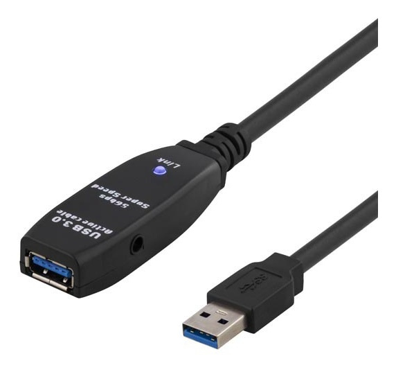 DELTACO aktiv USB 3.0-forlengelseskabel, Typ A ha - hu, 7m, svart i gruppen Datautstyr / Kabler og adaptere / USB / USB-A / Kabler hos TP E-commerce Nordic AB (38-18025)