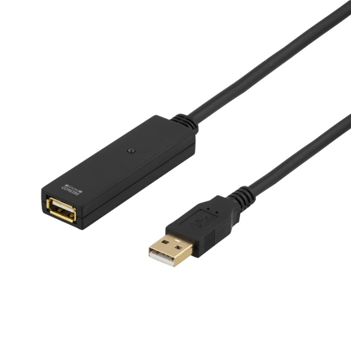 DELTACO PRIME, USB förlängningskabel, aktiv, USB 2.0, 15m, svart i gruppen Datautstyr / Kabler og adaptere / USB / USB-A / Kabler hos TP E-commerce Nordic AB (38-18029)