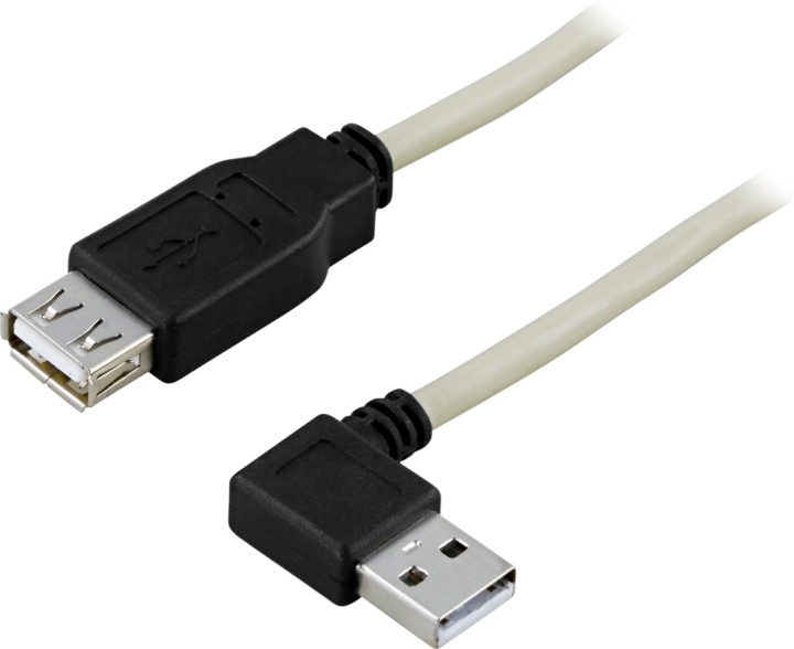 DELTACO USB 2.0 kabel TypA vinklet output-TypA input, 0,2m,hvit/svart i gruppen Datautstyr / Kabler og adaptere / USB / USB-A / Kabler hos TP E-commerce Nordic AB (38-18077)