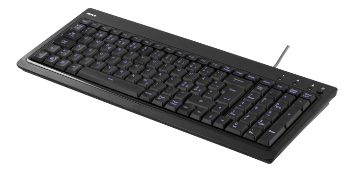 DELTACO tastatur med bakgrunnsbelysning, USB, blått lys, svart i gruppen Datautstyr / Mus & Tastatur / Tastatur / Kablede hos TP E-commerce Nordic AB (38-18283)