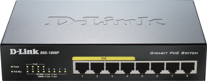 D-Link 8-port 10/100/1000 Desktop Switch w/ 4 PoE Ports i gruppen Datautstyr / Nettverk / Switcher / 10/100/1000Mbps hos TP E-commerce Nordic AB (38-18449)