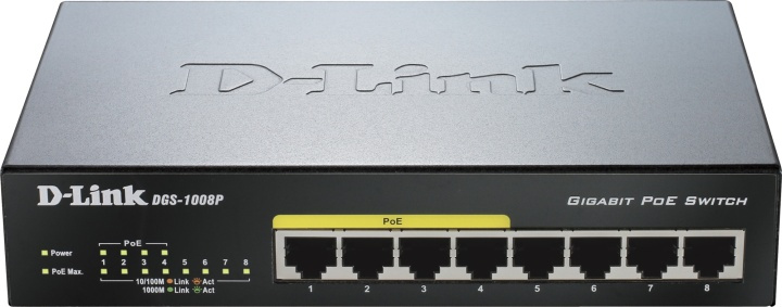 D-Link 8-port 10/100/1000 Desktop Switch w/ 4 PoE Ports i gruppen Datautstyr / Nettverk / Switcher hos TP E-commerce Nordic AB (38-18449)