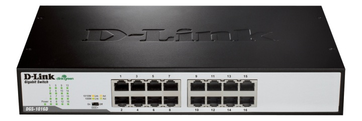 D-Link svitsj, 16x10/100/1000 Mbps, RJ45 (DGS-1016D) i gruppen Datautstyr / Nettverk / Switcher hos TP E-commerce Nordic AB (38-18461)