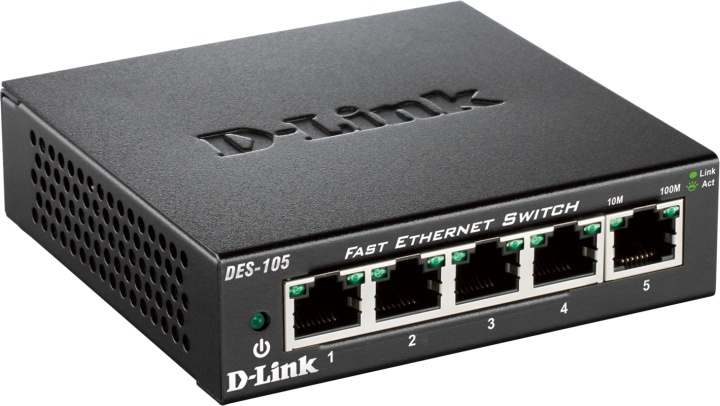 D-Link 5-port 10/100 Metal Housing Desktop Switch i gruppen Datautstyr / Nettverk / Switcher hos TP E-commerce Nordic AB (38-18480)