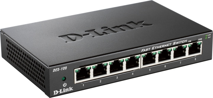 D-Link 8-port 10/100 Metal Housing Desktop Switch i gruppen Datautstyr / Nettverk / Switcher hos TP E-commerce Nordic AB (38-18483)