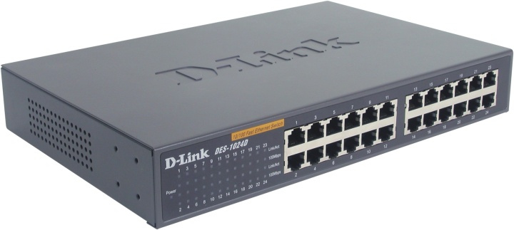 D-Link switch 24x10/100Mbps, NWay, uplink i gruppen Datautstyr / Nettverk / Switcher / 10/100Mbps hos TP E-commerce Nordic AB (38-18488)