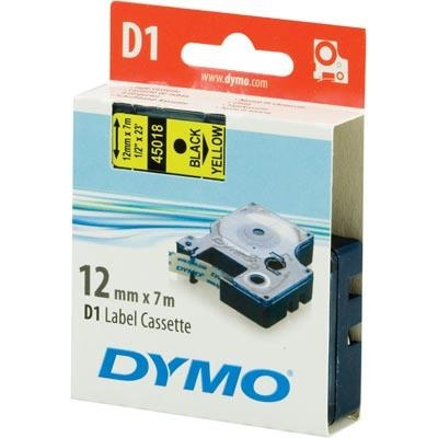 DYMO D1 etikettbånd standard 12 mm, svart på gul, 7 m rull (S0720580) i gruppen Datautstyr / Skrivere og tilbehør / Skrivere / Merkemaskiner og tilbehør / Tape hos TP E-commerce Nordic AB (38-18545)
