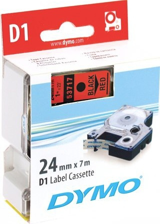 DYMO D1 etikettbånd standard 24 mm, svart på rød, 7 m rull (53717) i gruppen Datautstyr / Skrivere og tilbehør / Skrivere / Merkemaskiner og tilbehør / Tape hos TP E-commerce Nordic AB (38-18566)