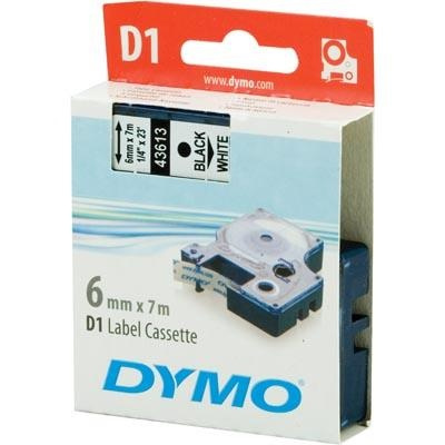 DYMO D1 etikettbånd standard 6 mm, svart på hvit, 7 m rull i gruppen Datautstyr / Skrivere og tilbehør / Skrivere / Merkemaskiner og tilbehør / Tape hos TP E-commerce Nordic AB (38-18573)