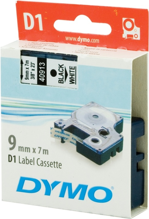 DYMO D1 etikettbånd standard 9 mm, svart på hvit, 7 m rull (S0720680) i gruppen Datautstyr / Skrivere og tilbehør / Skrivere / Merkemaskiner og tilbehør / Tape hos TP E-commerce Nordic AB (38-18580)