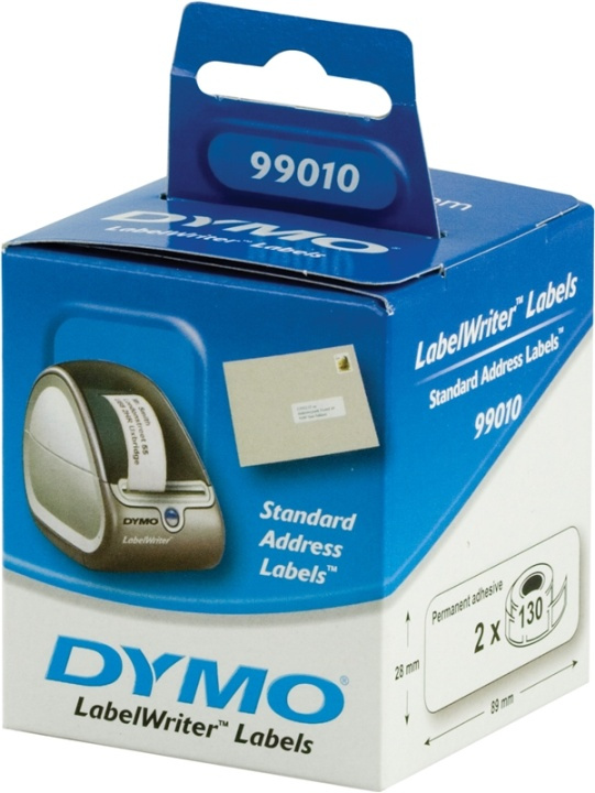 DYMO LabelWriter adresseetiketter hvite 89x28mm / 2x130stk (S0722370) i gruppen Datautstyr / Skrivere og tilbehør / Skrivere / Merkemaskiner og tilbehør / Etiketter hos TP E-commerce Nordic AB (38-18584)