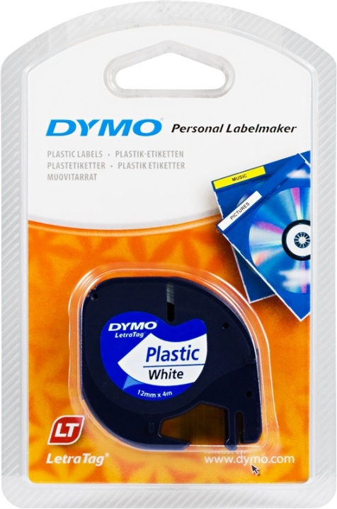 DYMO LetraTAG plasttape, hvit, 12 mm, 4 m (91221) i gruppen Datautstyr / Skrivere og tilbehør / Skrivere / Merkemaskiner og tilbehør / Tape hos TP E-commerce Nordic AB (38-18608)