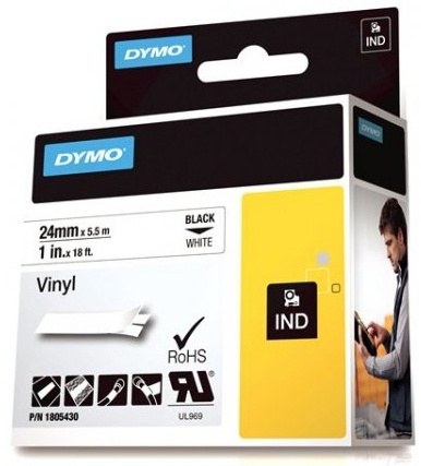 DYMO Rhino Professional, 24mm, merkbar vinylteip,svart tekst hvit teip i gruppen Datautstyr / Skrivere og tilbehør / Skrivere / Merkemaskiner og tilbehør / Tape hos TP E-commerce Nordic AB (38-18628)