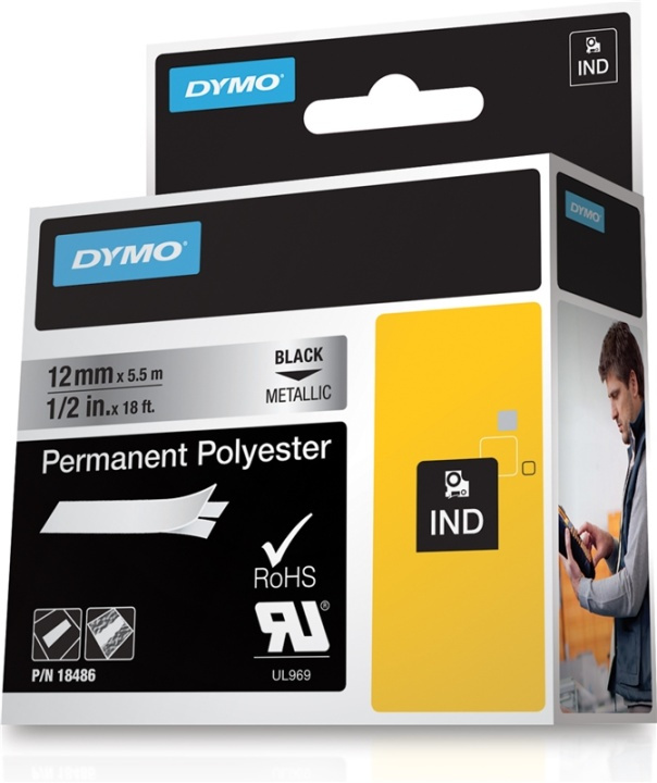 DYMO RhinoPRO merketeip perm poly metallic 12mm i gruppen Datautstyr / Skrivere og tilbehør / Skrivere / Merkemaskiner og tilbehør / Tape hos TP E-commerce Nordic AB (38-18659)