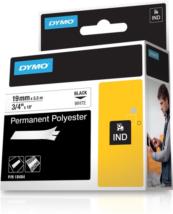 DYMO RhinoPRO merekteip perm poly hvit 19mm i gruppen Datautstyr / Skrivere og tilbehør / Skrivere / Merkemaskiner og tilbehør / Tape hos TP E-commerce Nordic AB (38-18660)