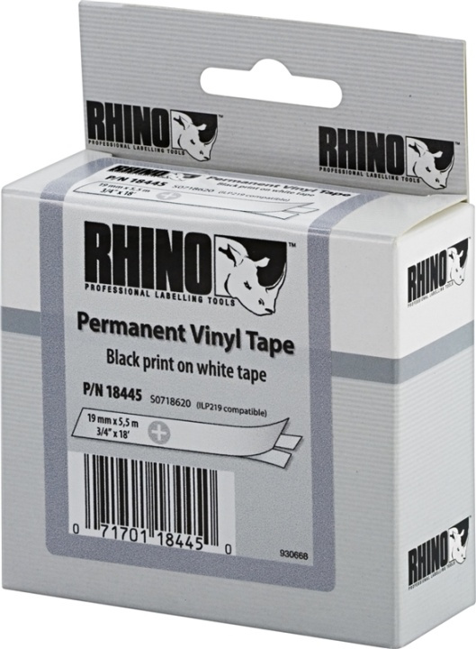 DYMO RhinoPRO märktejp perm vinyl 19mm, svart på vitt, 5.5m rulle i gruppen Datautstyr / Skrivere og tilbehør / Skrivere / Merkemaskiner og tilbehør / Tape hos TP E-commerce Nordic AB (38-18671)