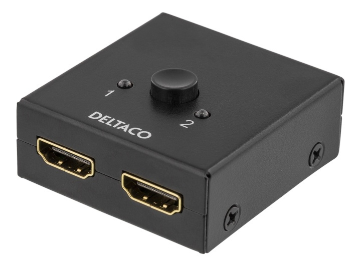 DELTACO Dubbelriktad HDMI-switch, 1-2 eller 2-1, manuell, svart i gruppen Datautstyr / Kabler og adaptere / HDMI/VGA/DVI-switcher hos TP E-commerce Nordic AB (38-18826)
