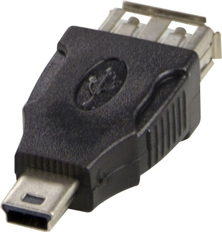 DELTACO USB-adapter Typ A ho - Typ Mini-B ha, svart i gruppen Datautstyr / Kabler og adaptere / USB / Mini-USB / Adaptere hos TP E-commerce Nordic AB (38-18988)