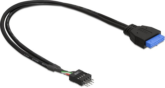 DeLOCK intern kabel for USB 3.0, IDC20 ho - IDC10 ha, 0,3 m, svart (83095) i gruppen Datautstyr / Kabler og adaptere / Intern / USB hos TP E-commerce Nordic AB (38-19022)