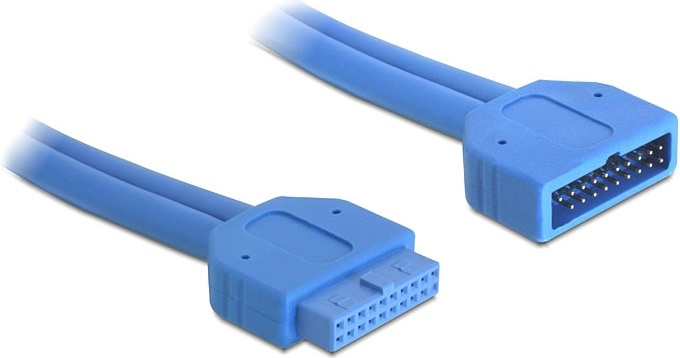 DeLOCK intern förlängskabel för USB 3.0. IDC20 ha - ho, 0,45m, blå i gruppen Datautstyr / Kabler og adaptere / Intern / USB hos TP E-commerce Nordic AB (38-19026)