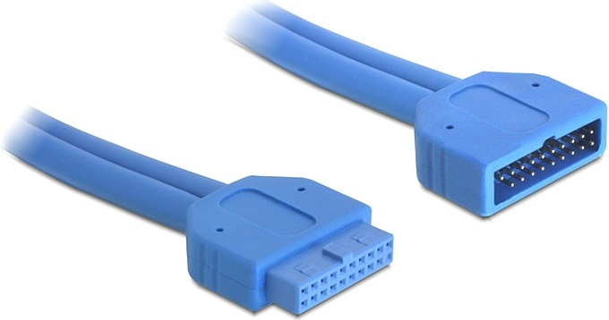 DeLOCK intern forlengelseskabel for USB 3.0. IDC20 ha - ho, 0,45 m, blå (82943) i gruppen Datautstyr / Kabler og adaptere / Intern / USB hos TP E-commerce Nordic AB (38-19026)