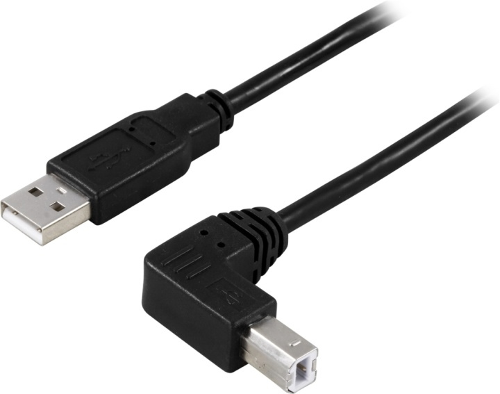 DELTACO USB 2.0 kabel Type A output-Vinklet Type B output,1m,svart i gruppen Datautstyr / Kabler og adaptere / USB / USB-A / Kabler hos TP E-commerce Nordic AB (38-19084)