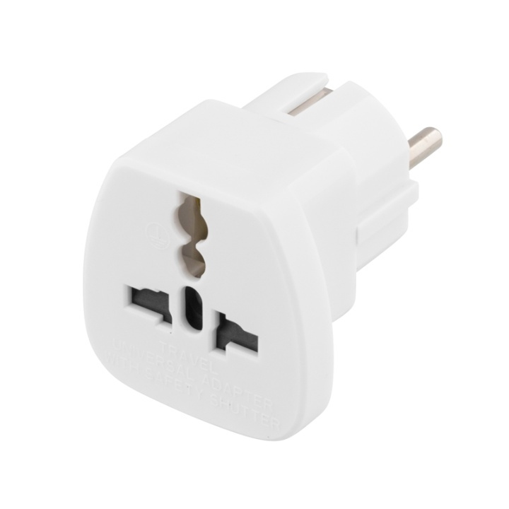 Goobay Reseadapter, UK/US/Italien/Schweiz - EU, 250V/13A, jordad, vit i gruppen HJEM, HUS OG HAGE / El og belysning / Reiseadaptere hos TP E-commerce Nordic AB (38-19446)